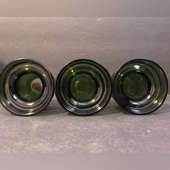 3 Vintage Dansk Green Glass Candle Holder Denmark MidCenturyModern Votive Holder - Picture 9 of 14